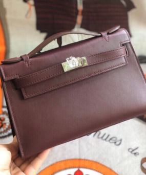 에르메스 미니 켈리백22 보르도 은장 스위프트